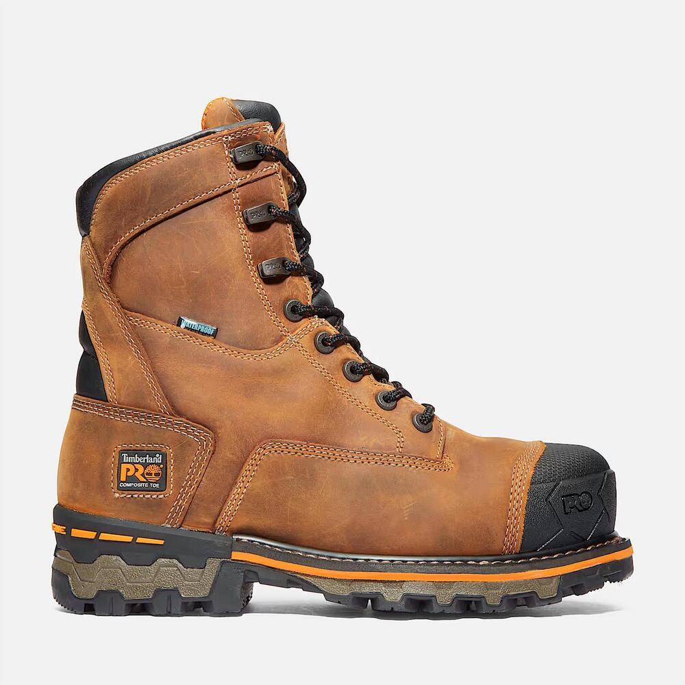 NEW TIMBERLAND men's boondock composite safety toe work boot in brown